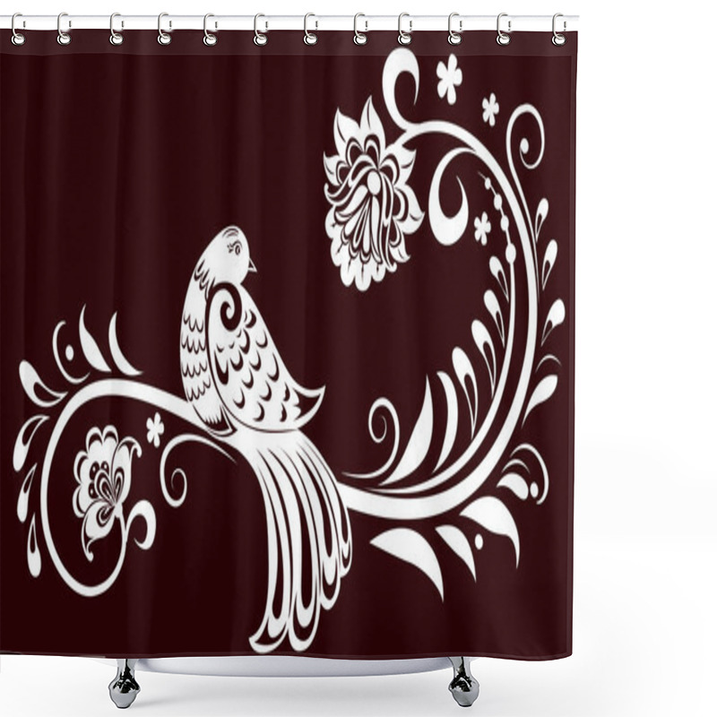 Personality  Decorative Branch With A Bird. Decorative Leaves Shower Curtains