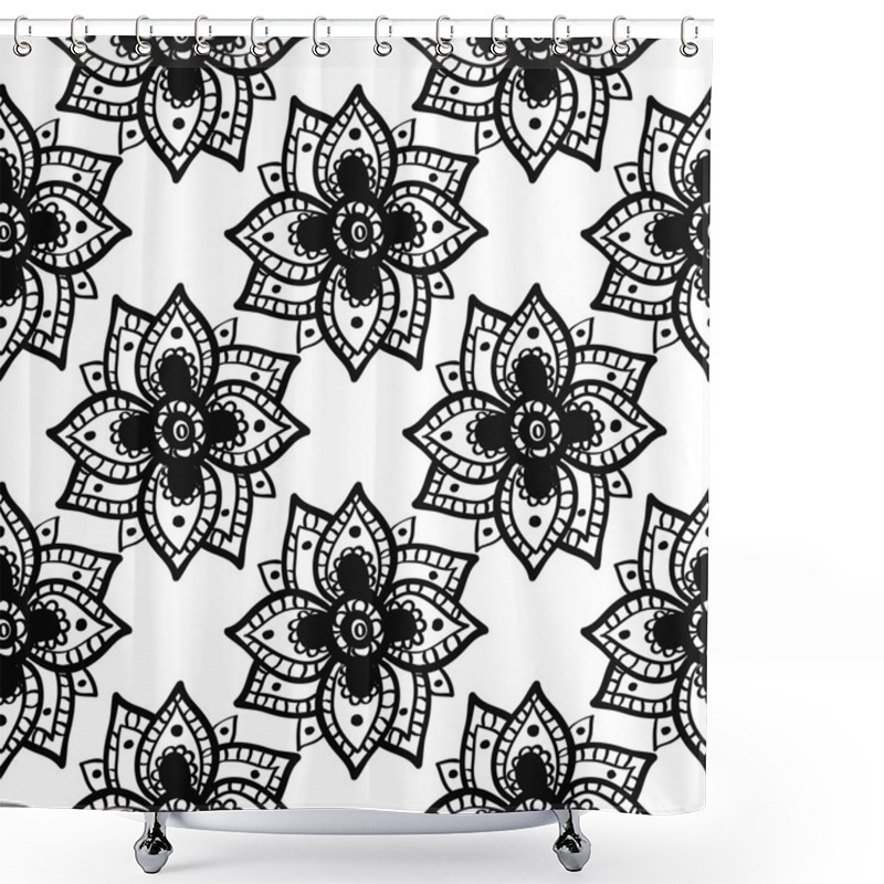 Personality  Hand Drawn Floral Pattern Shower Curtains