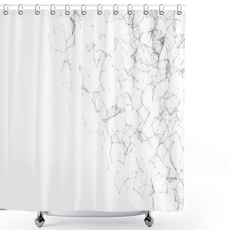 Personality  Technological Plexus Background, Abstract Background Of Black Lines And Dots, White Background Plexus Shower Curtains