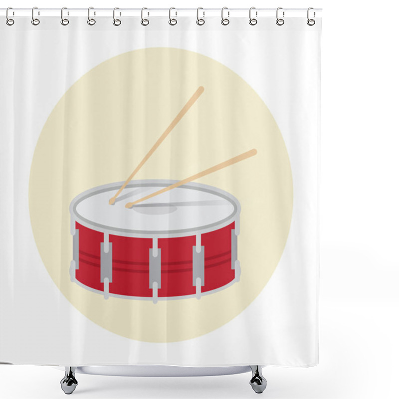 Personality  Drum Icon In Cartoon Style Isolated On White Background. Musical Instrument Symbol Vector Illustration. Shower Curtains