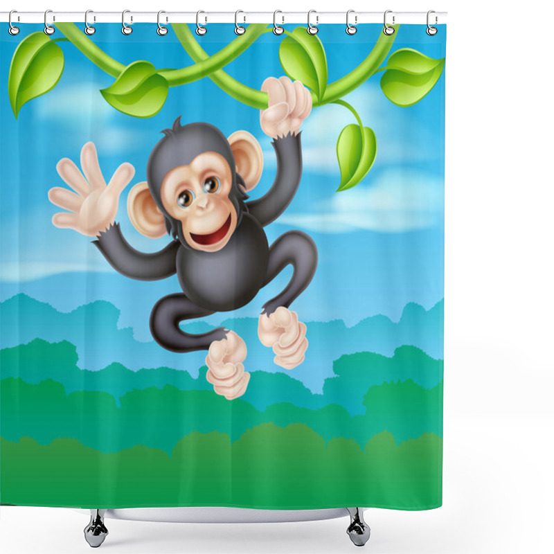 Personality  Swinging Cartoon Chimp Shower Curtains