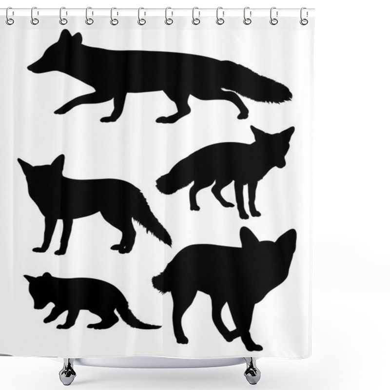 Personality  Silhouette Of Wolves. Good Use For Symbol, Logo, Web Icon, Mascot, Sign, Or Any Design You Want. Shower Curtains