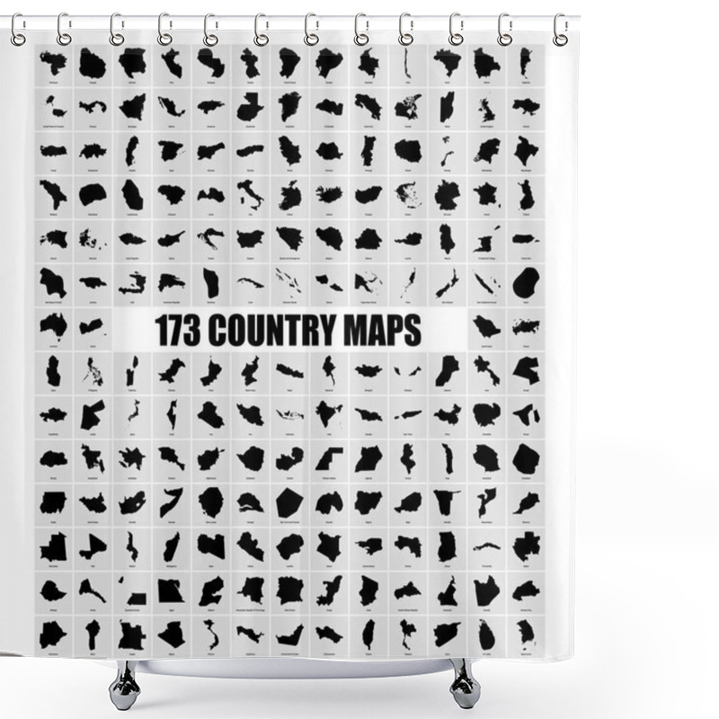 Personality  Set Of Different Countries Black Maps Shower Curtains