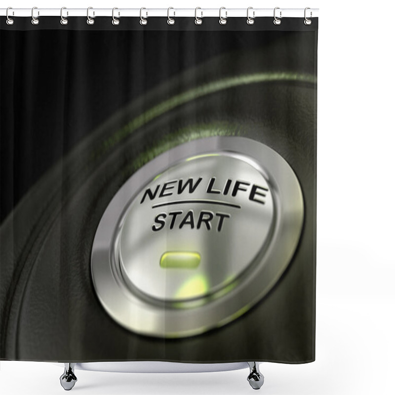 Personality  New Life Start Button Shower Curtains