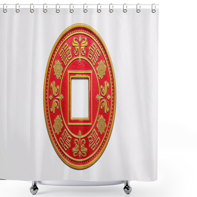 Personality  Circular Ancient Chinese Coin Shower Curtains