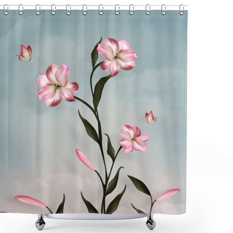 Personality  Surreal Pink Flowers Shower Curtains