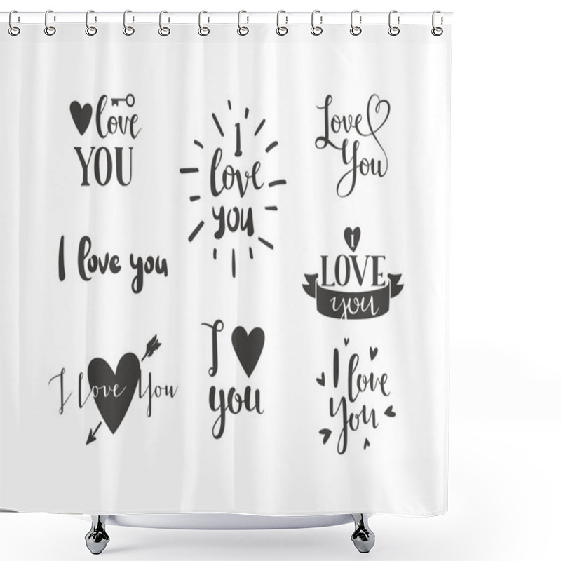 Personality  I Love You Vector Text Shower Curtains