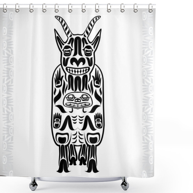 Personality  Vector Illustration Of A Mountain Goat Shower Curtains