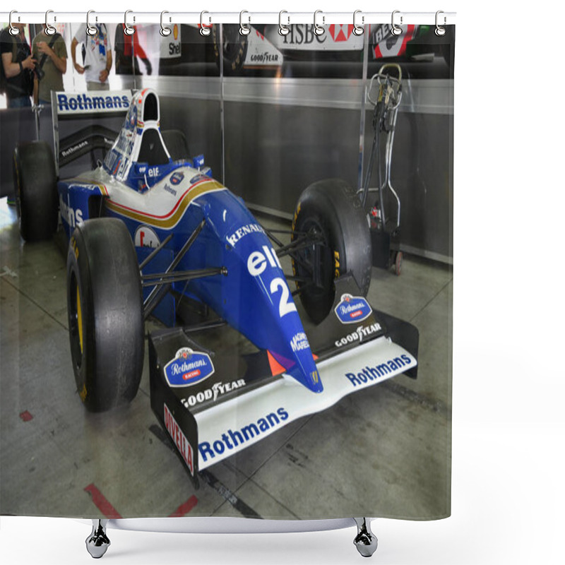 Personality  Imola, 27 April 2019: Historic 1994 F1 Williams FW16 Ex Ayrton Senna - Damon Hill In The Box During Minardi Historic Day 2019 At Imola Circuit In Shower Curtains