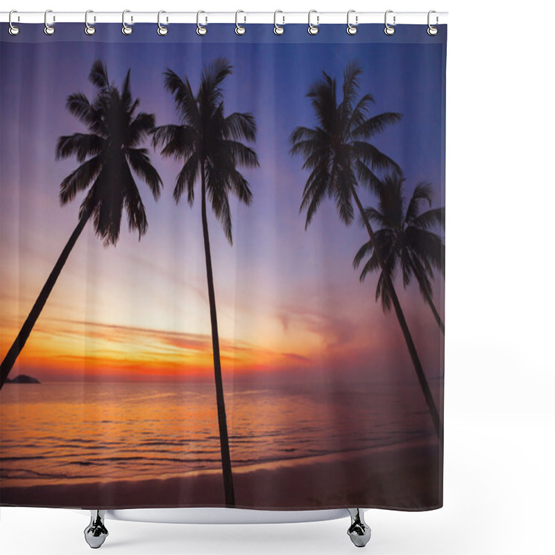 Personality  Tropical Beach At Sunset Shower Curtains