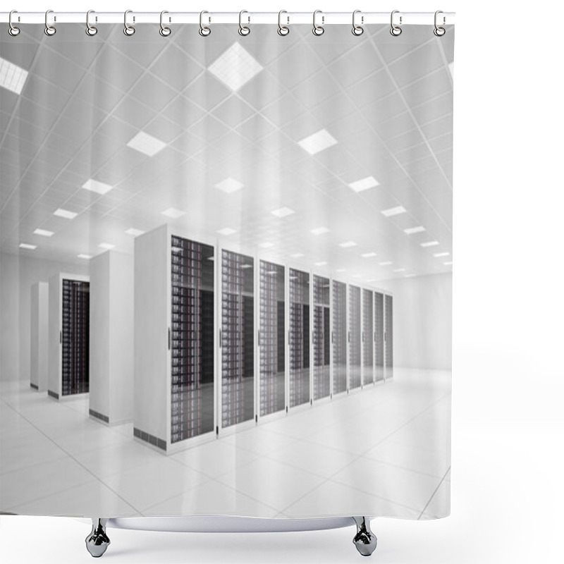 Personality  Data Center With 4 Rows Of Servers Shower Curtains