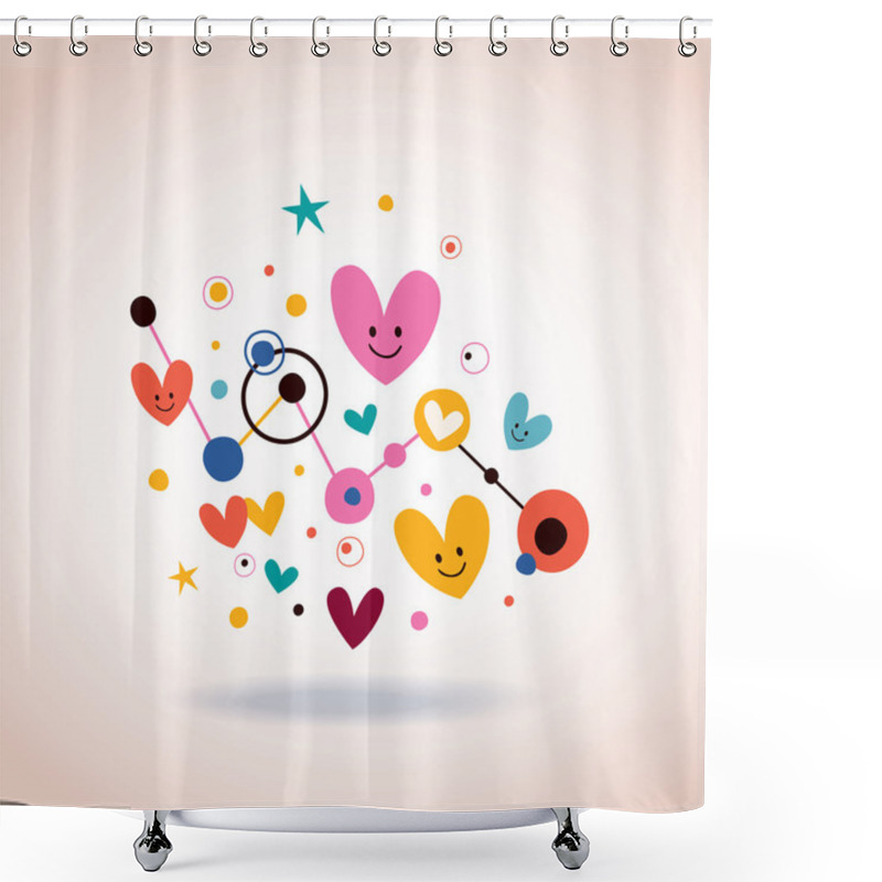 Personality  Abstract Art Illustration With Cute Hearts Shower Curtains