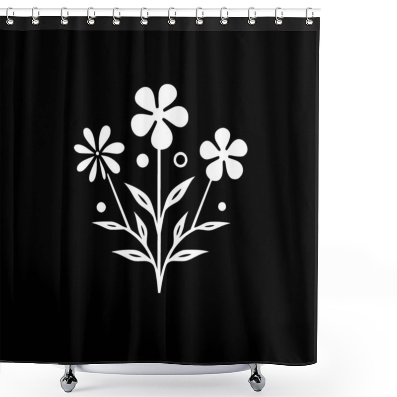 Personality  Flowers - Minimalist And Simple Silhouette - Vector Illustration Shower Curtains