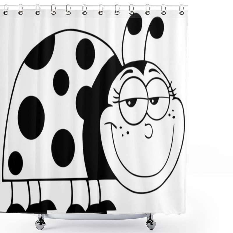 Personality  Outlined Happy Ladybug Shower Curtains