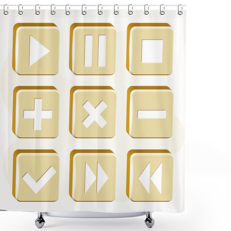 Personality  Vector Set Of Golden Buttons. Shower Curtains