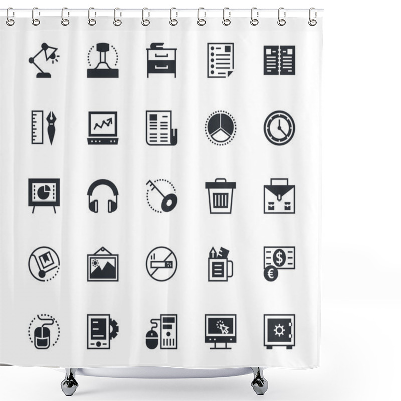 Personality  Business & Office Vector Icons 4 Shower Curtains