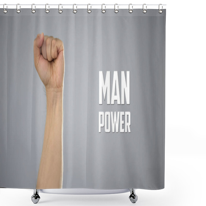 Personality  Sign Man Power With Male Hand, Sports Nutrition, Endurance And Men's Health Shower Curtains