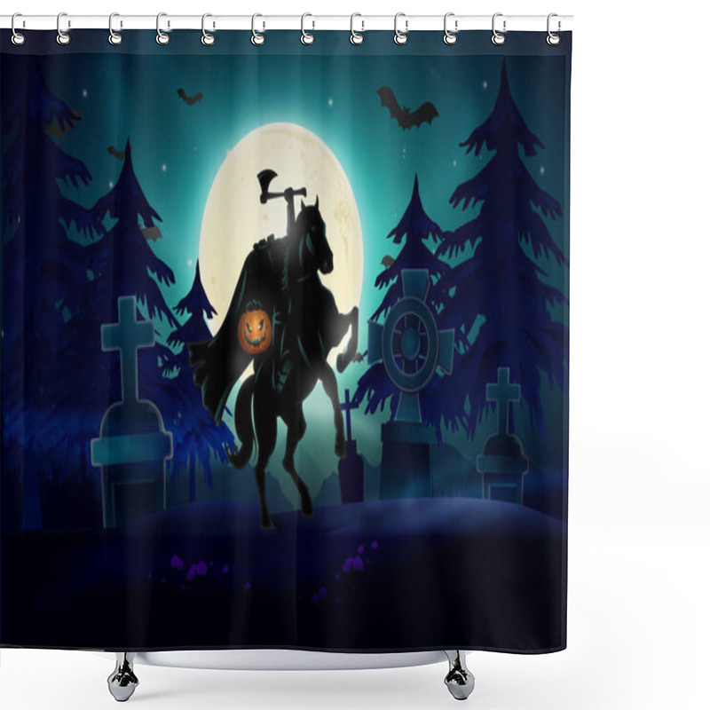 Personality  Halloween Background With Headless Horsemen Design Shower Curtains