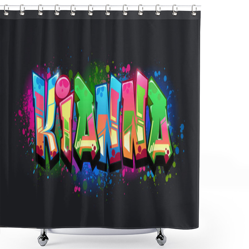 Personality  A Cool Genuine Wildstyle Graffiti Name Design - Kianna Shower Curtains