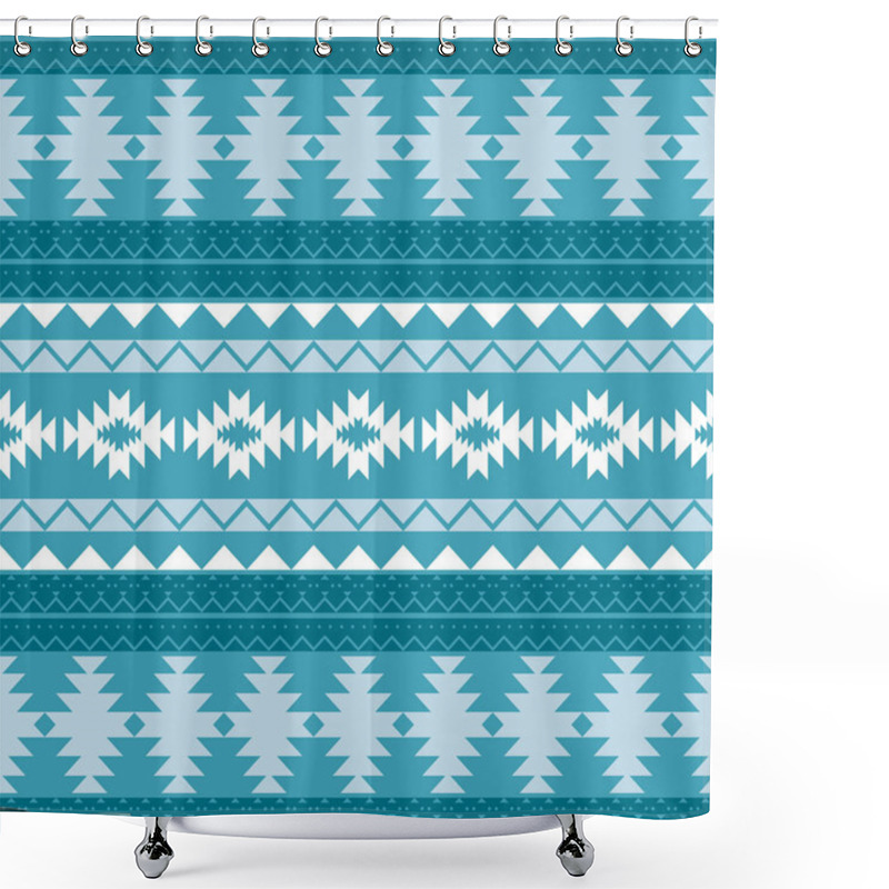 Personality  Merry Christmas. Seamless Pattern With A Winter Theme In Ethno Style. Geometric Shapes, Triangle, Square, Rhombus. Tribal Motifs Scandinavian, Indian. Background, Paper, Texture For Surfaces. Vector Illustration. Shower Curtains