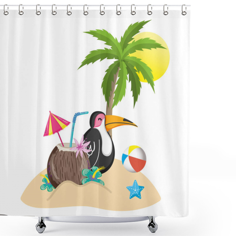 Personality  Exotic Bird And Summer Shower Curtains