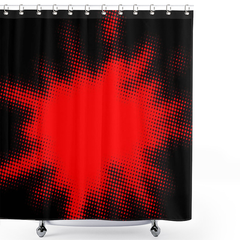 Personality  Bright Abstract Red Dotted Explosion On Black Background. Halftone Effect. Vector Illustration. Shower Curtains