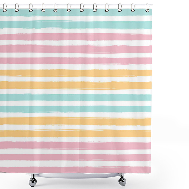 Personality  Hand Drawn Striped Pattern, Pastel Stripe Seamless Background, Childish Pastel Brush Strokes. Vector Grunge Stripes Shower Curtains