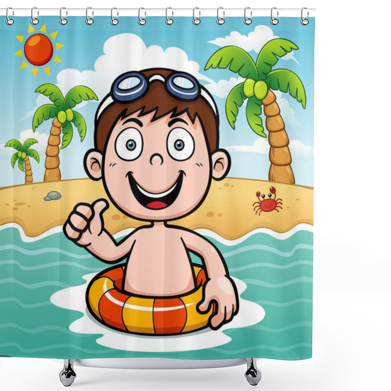 Personality  Boy Swimming Shower Curtains