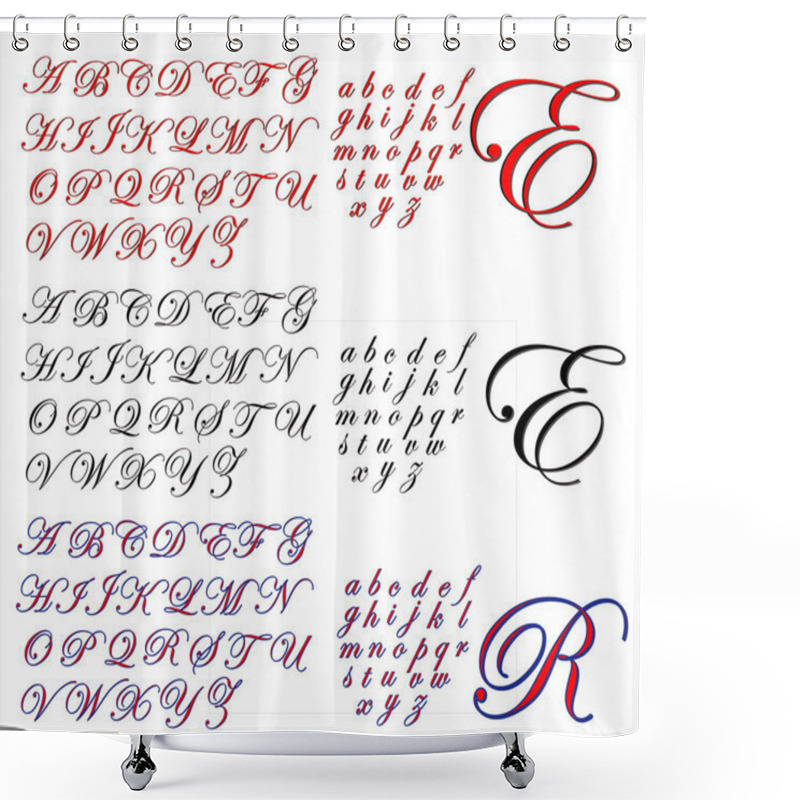 Personality  ABC Alphabet Lettering Design Edwardian Combo Shower Curtains