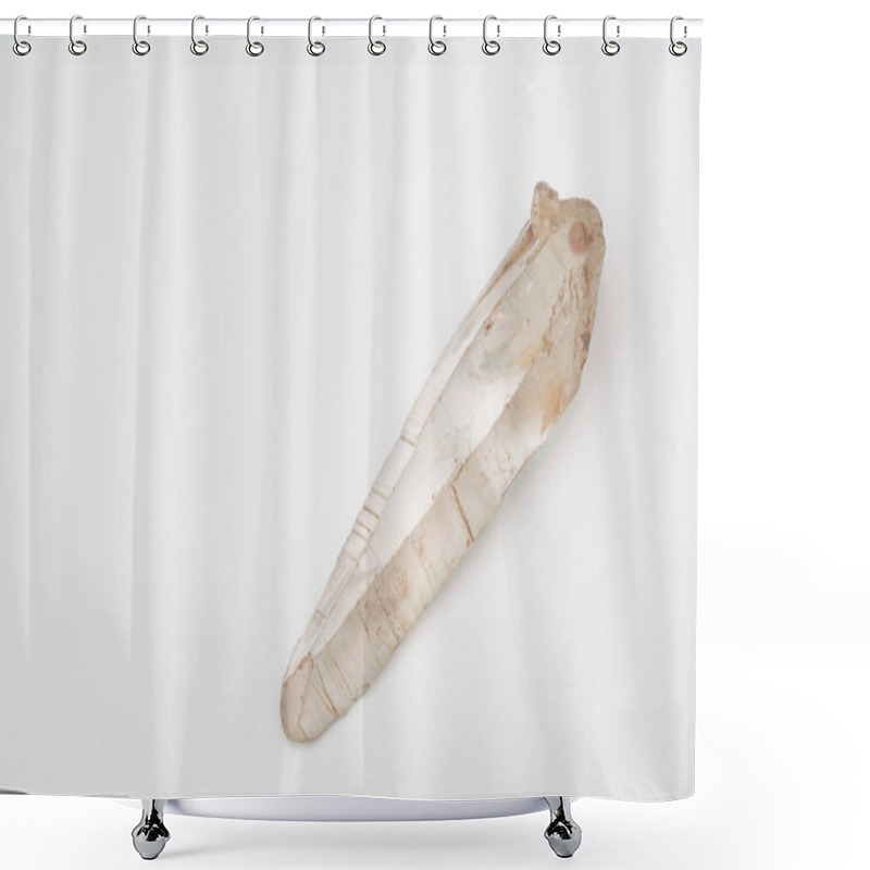 Personality  Large Crystal Of Natural Quartz On A White Background Shower Curtains