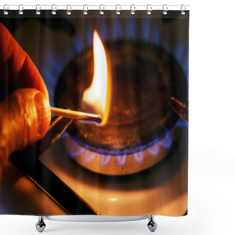 Personality  Gas Stove. Utility Bills Concept Shower Curtains