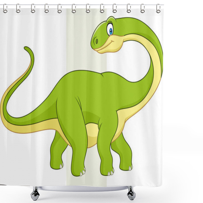 Personality  Vector Illustration Of Cute Dinosaur Cartoon Shower Curtains