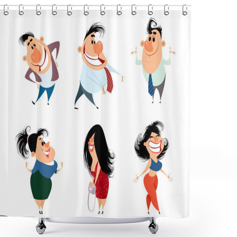 Personality  Set Of Caricature People Shower Curtains