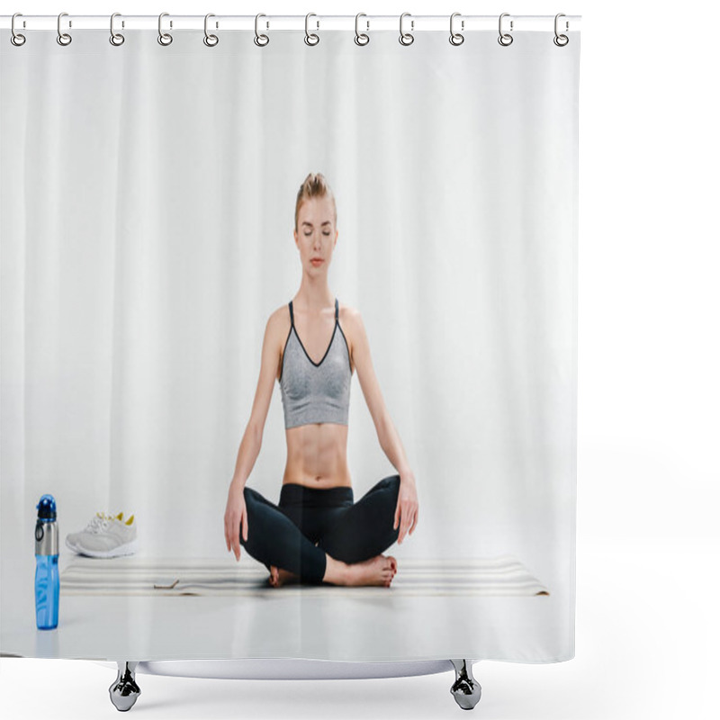 Personality  Girl Meditating In Lotus Pose Shower Curtains