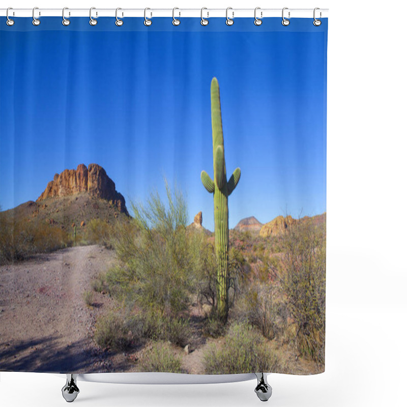 Personality  The Dry, Arizona Desert Located In The Southwest United States On A Cloudless Day.  Shower Curtains