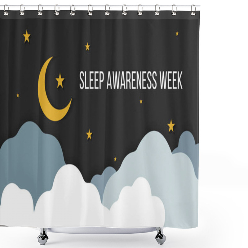 Personality  Vector Illustration On The Theme Of National Sleep Awareness Week Observed In March. Shower Curtains