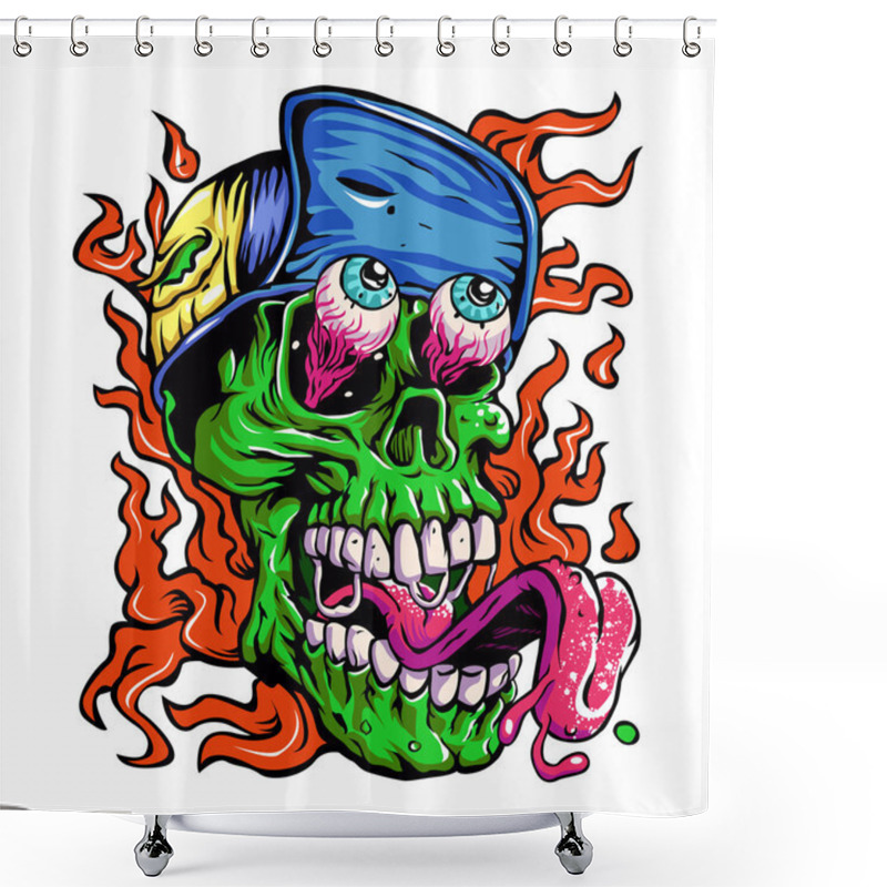 Personality  Detailed Zombie Wearing Hat Head Illustration Shower Curtains