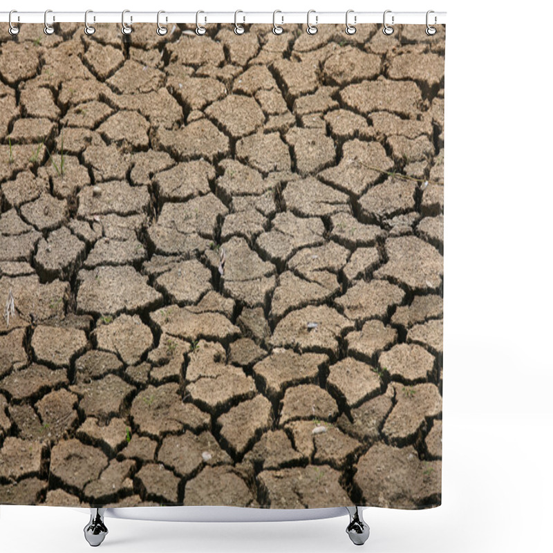 Personality  Cracked Ground Background And Empty Area For Text, Dry Ground And Hot Surface Of Ground In Summer, Hot Ambient Around Cracked Surface Because Greenhouse Effected. No Any Life Stay Around The Area. Shower Curtains