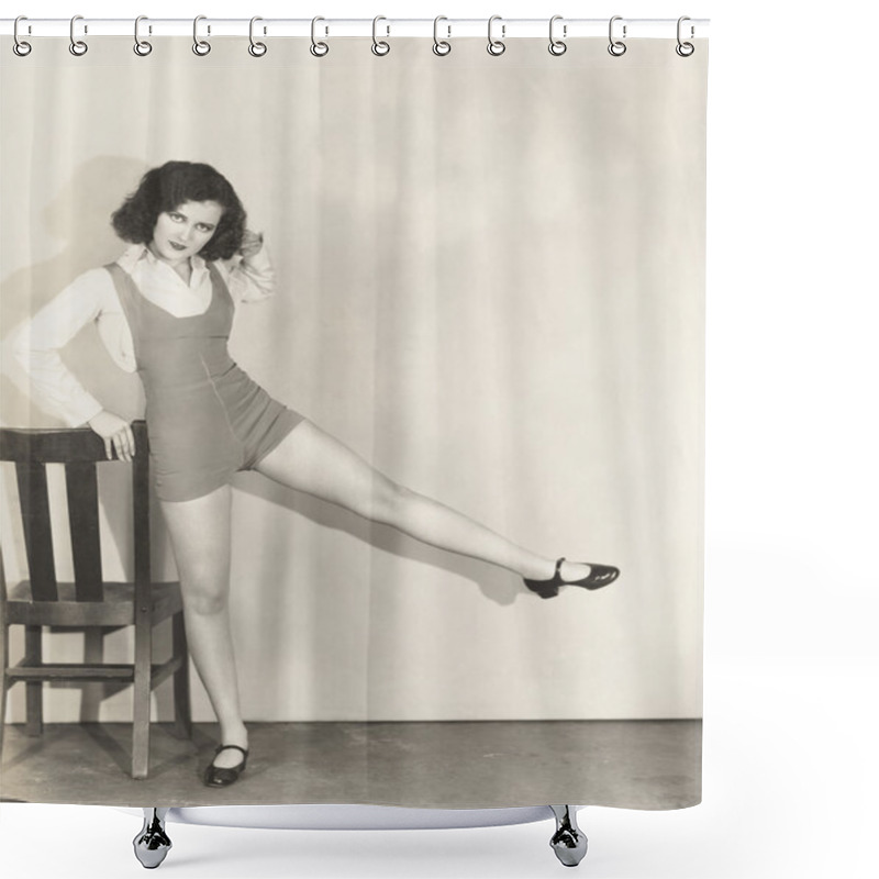 Personality  Young Woman Exercising Shower Curtains