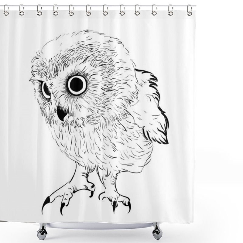 Personality  Owl Hand Drawn, Black And White Shower Curtains