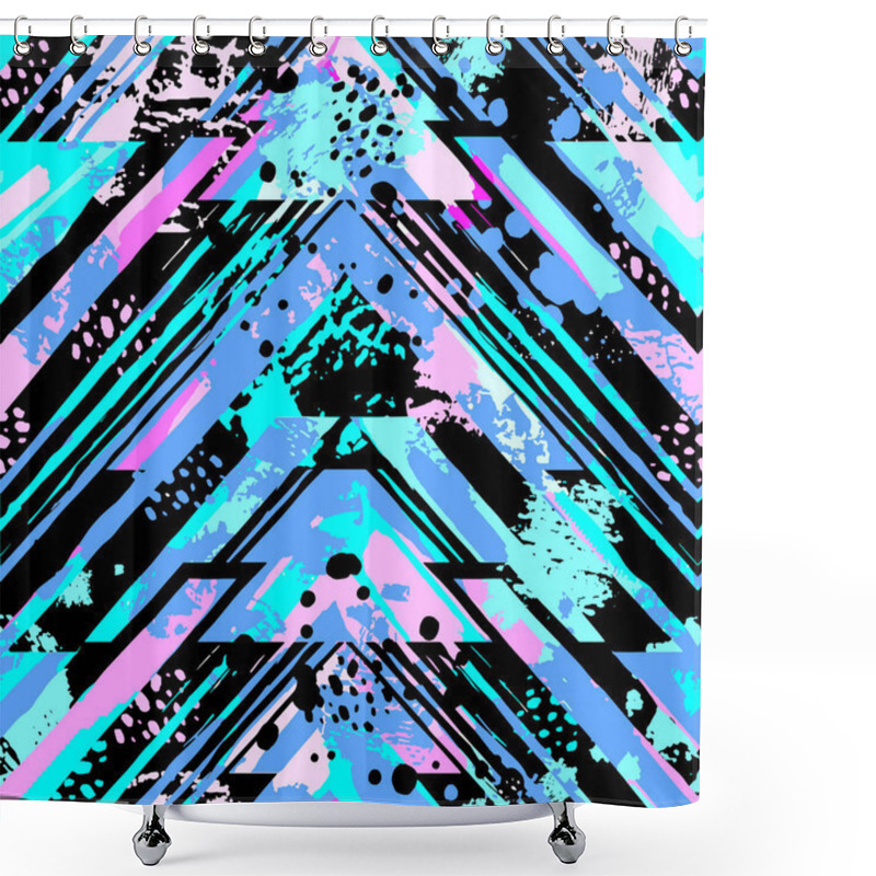 Personality  Abstract Seamless Geometric Pattern With Acrylic Blots And Scrat Shower Curtains