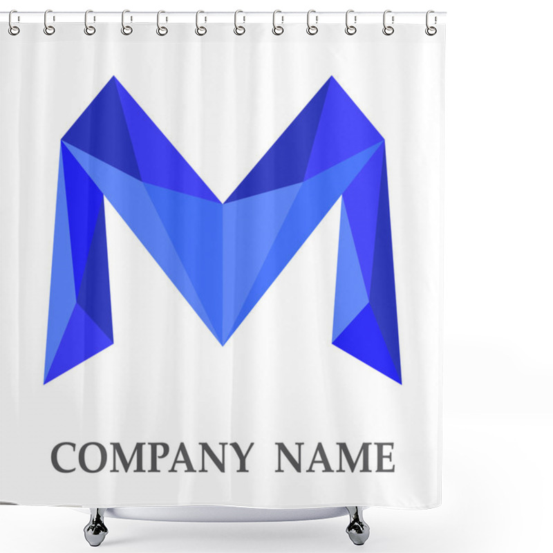 Personality  Blue Lowpoly Logo For Business Challenge Shower Curtains