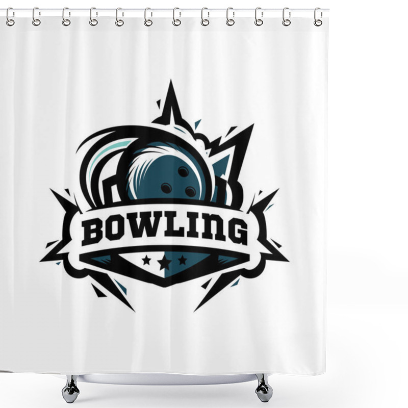 Personality  Swoosh Bowling Ball Logo Vector Shower Curtains