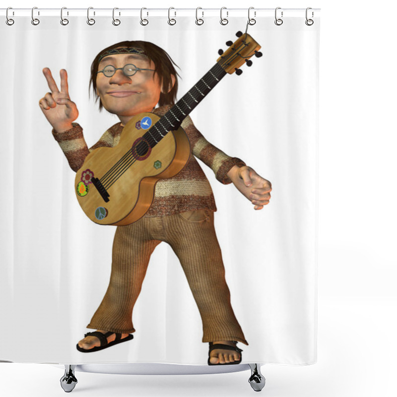 Personality  Man With A Guitar And Peace Message Shower Curtains