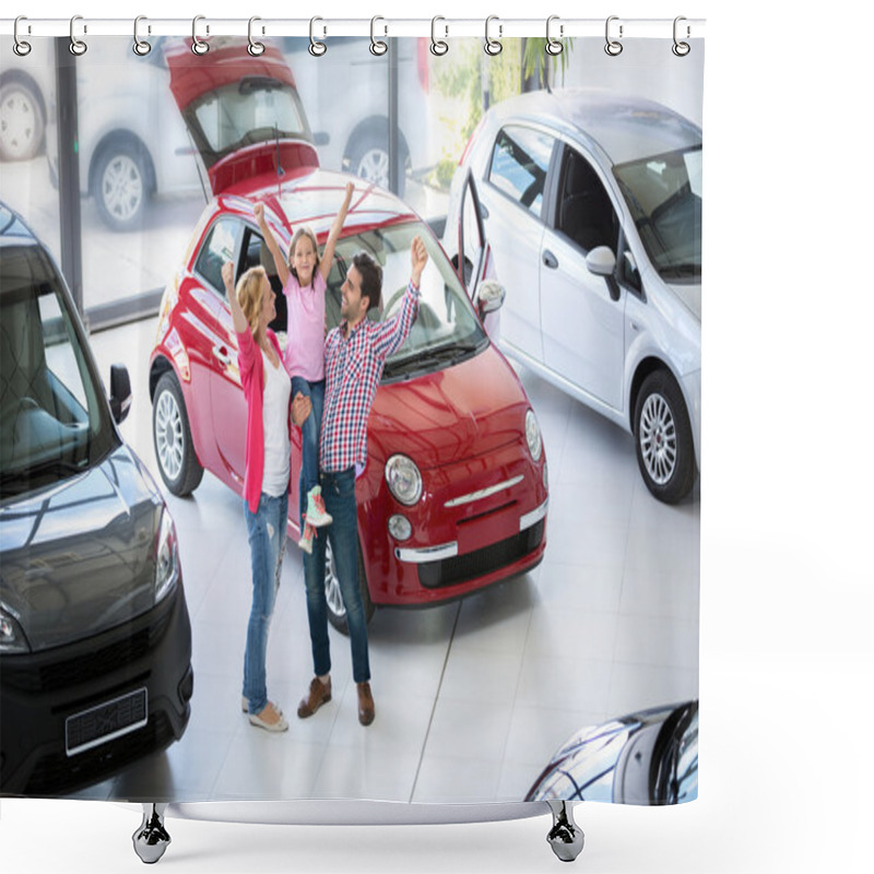 Personality  Excited Family Buying A New Car Shower Curtains