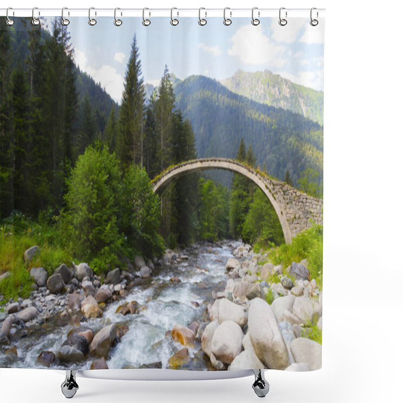 Personality  Old Historical Stone Bridges And Nature Scenery Shower Curtains