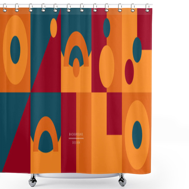 Personality  Neo Memphis Geometric Pattern With Circles, Squares And Lines. Pop Art Abstract Background For Covers, Banners, Flyers And Posters And Other Templates Shower Curtains