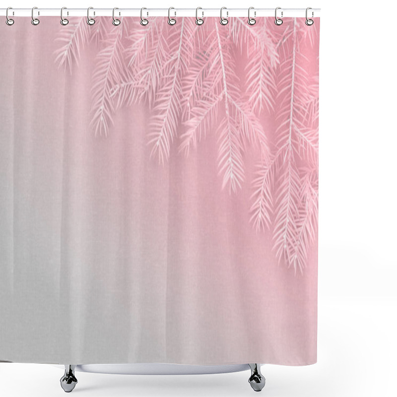 Personality  New Christmas Background With Real Pine Tree Branches Shower Curtains