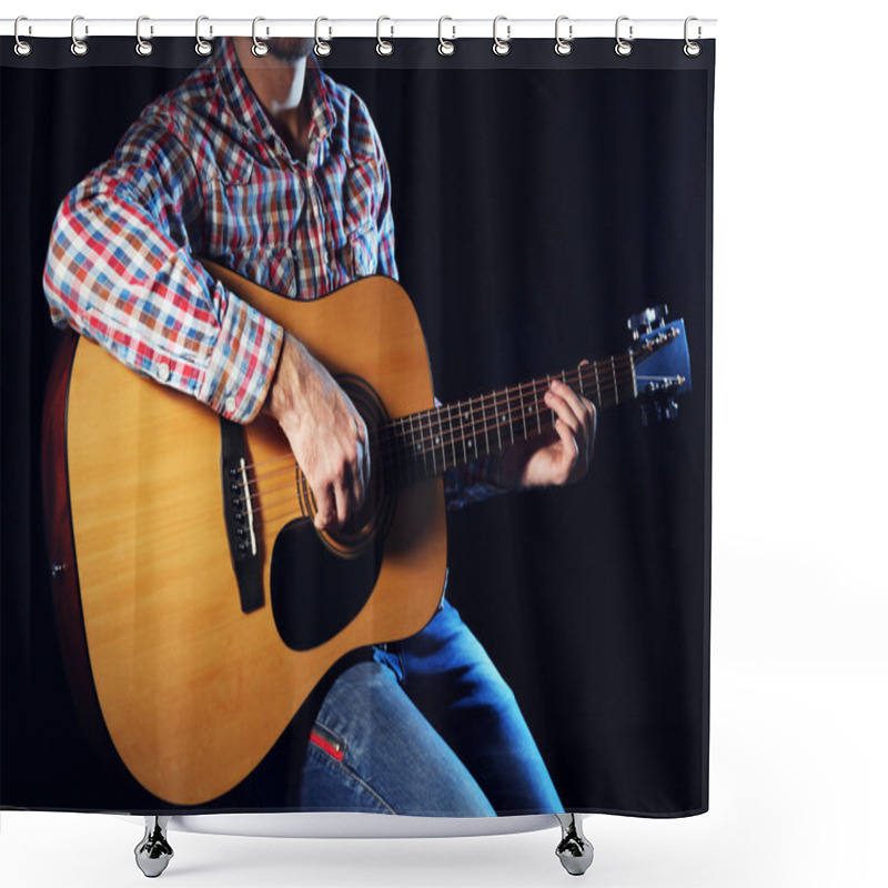 Personality  Young Man Playing Guitar Shower Curtains