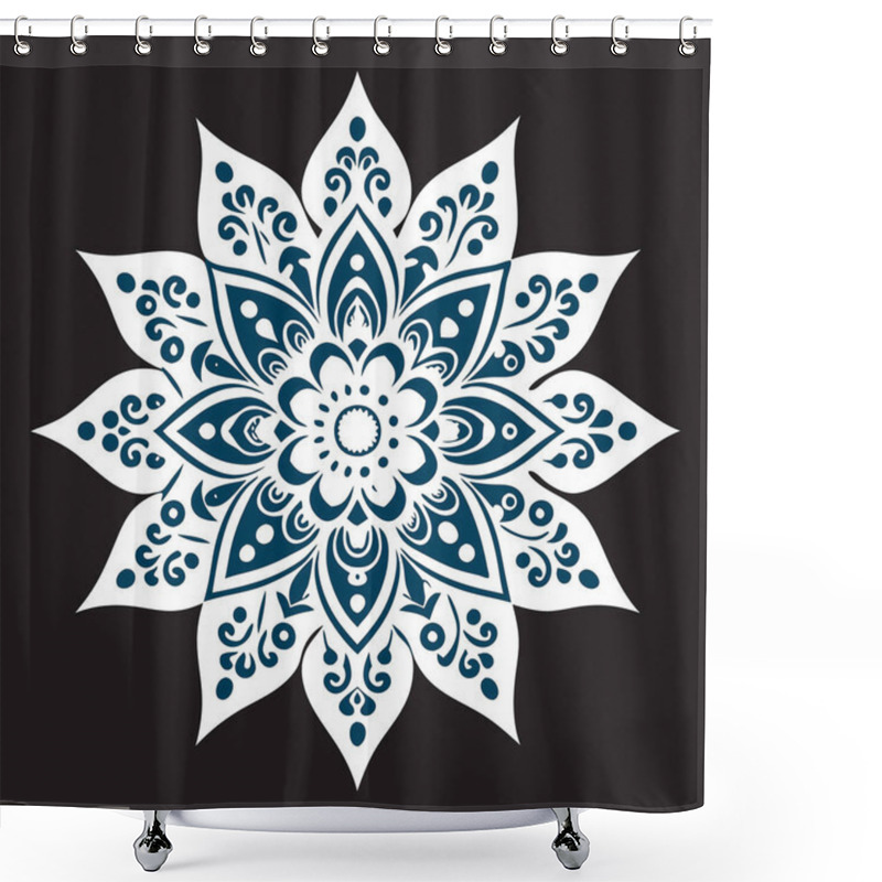 Personality  Intricate Hand-Drawn Floral Pattern With Leaves Shower Curtains